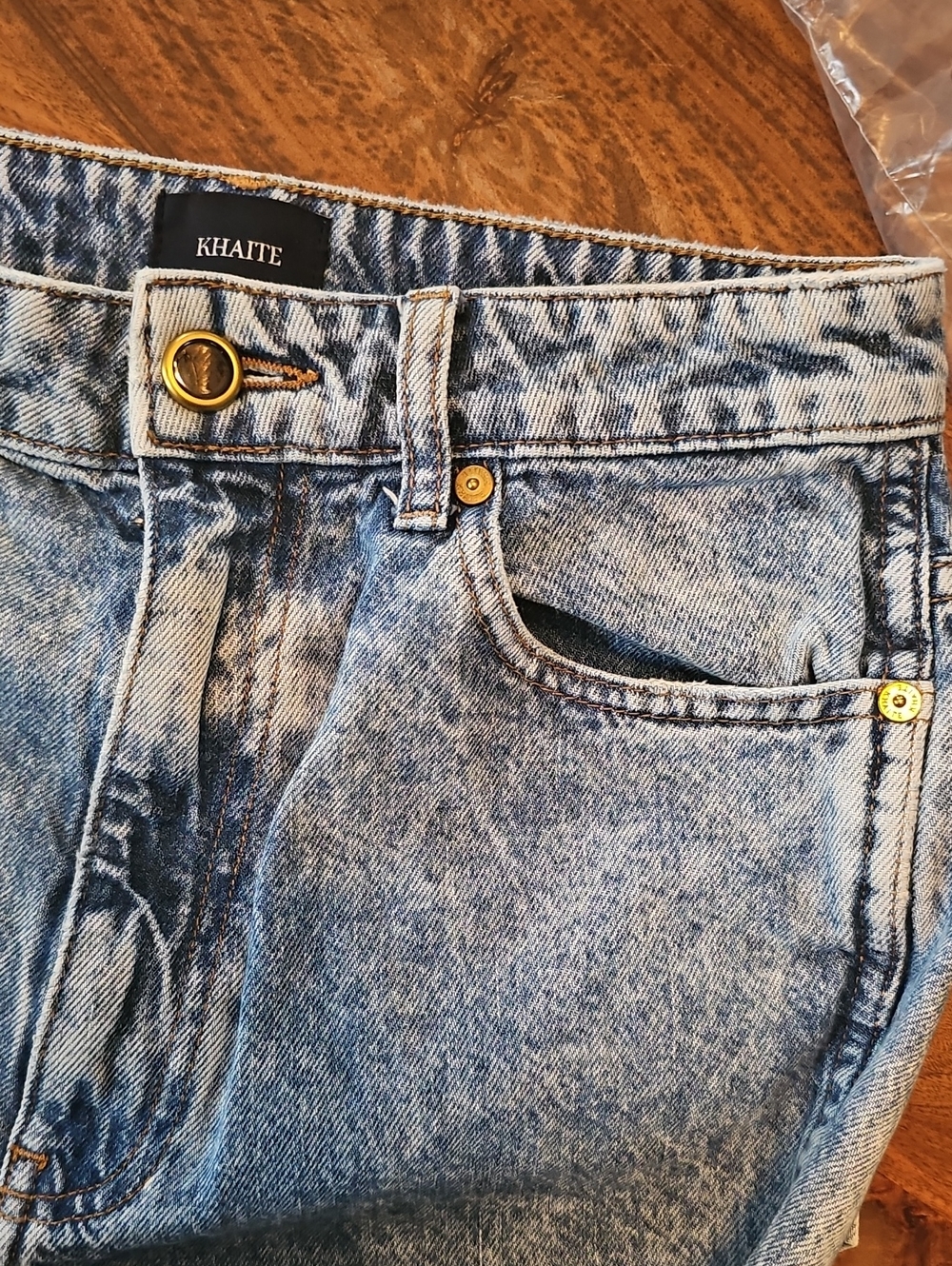 KHAITE The Danielle Acid Wash Jeans High Waist Cotton Denim $635, Sz 27 - Picture 9 of 10
